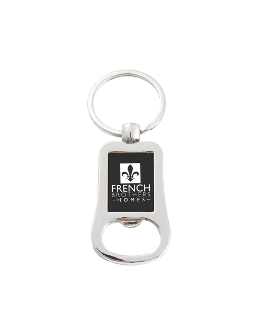Silver & Black Bottle Opener Keychain w/French Brothers Homes Logo