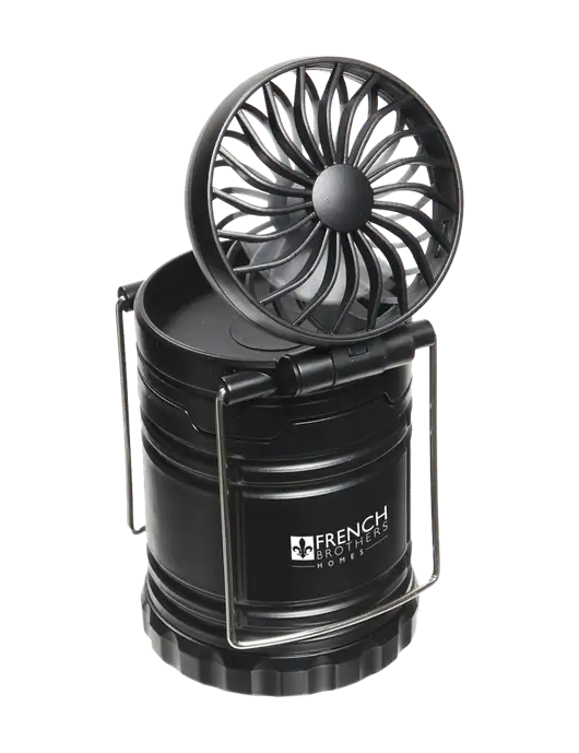 Black Retro Lantern with Fan w/French Brothers Homes Logo