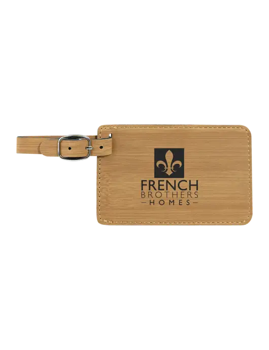 Bamboo Leatherette Luggage Tag w/French Brothers Homes Logo