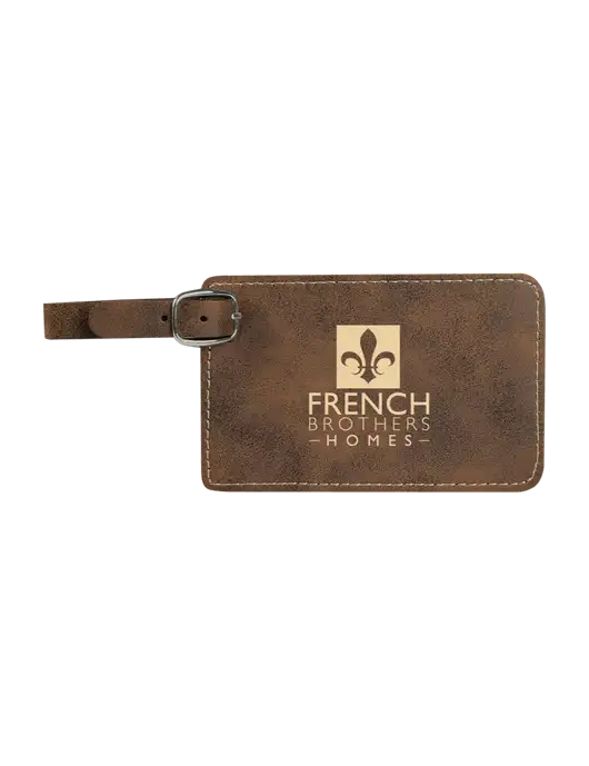 Rustic Leatherette Luggage Tag w/French Brothers Homes Logo