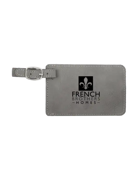 Grey Leatherette Luggage Tag w/French Brothers Homes Logo