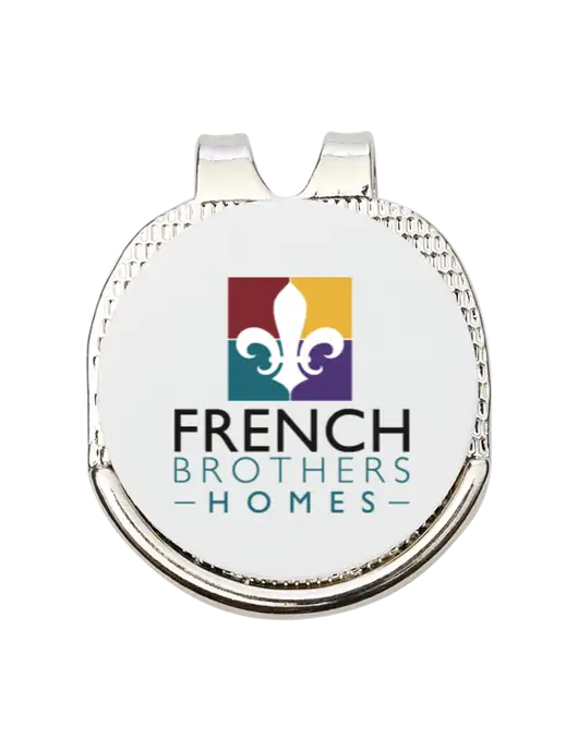 Antique Silver Hat Clip w/Golf Ball Marker w/French Brothers Homes Logo