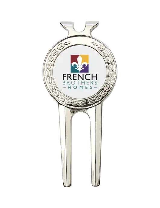 Silver Divot Tool, 1.5 x 3 w/French Brothers Homes Logo