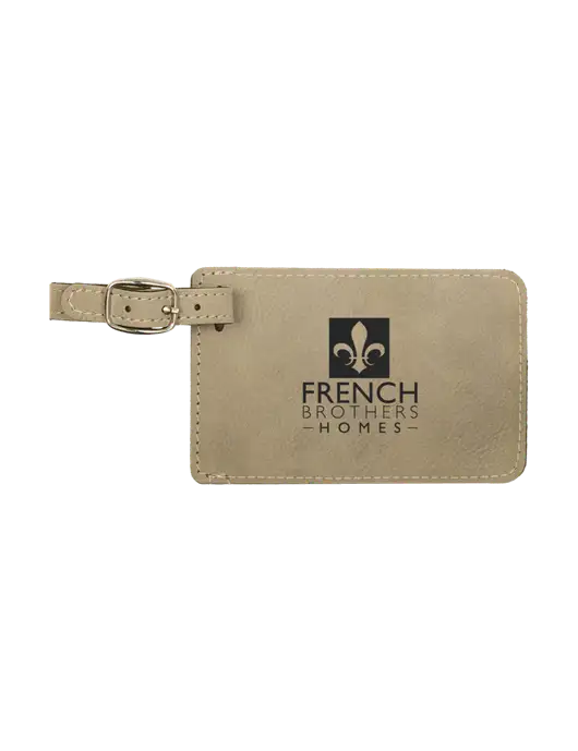 Tan Leatherette Luggage Tag w/French Brothers Homes Logo