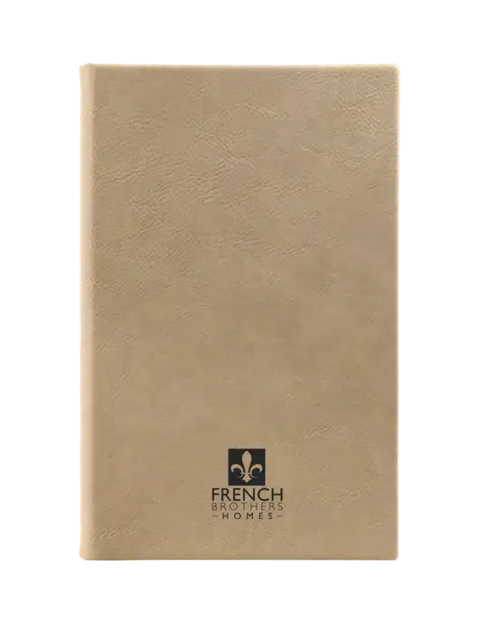 Tan Leatherette 5.25 x 8.25 Journal w/French Brothers Homes Logo