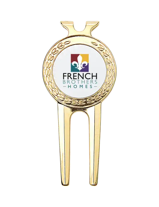 Gold Divot Tool, 1.5 x 3 w/French Brothers Homes Logo