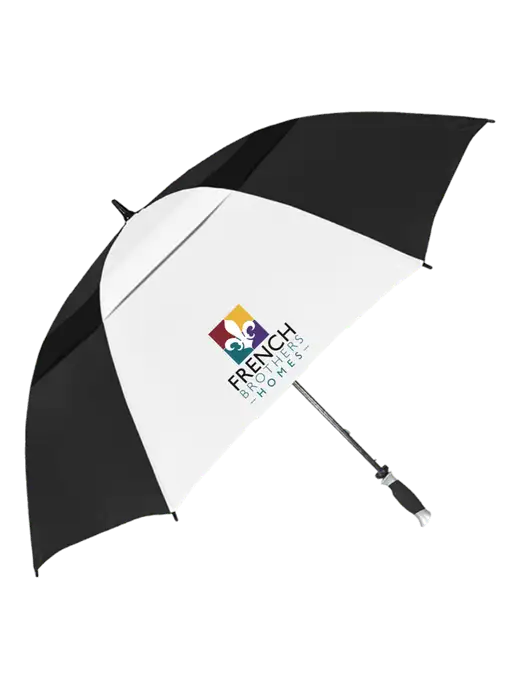 Black/White Vented Typhoon Tamer Golf Umbrella w/French Brothers Homes Logo