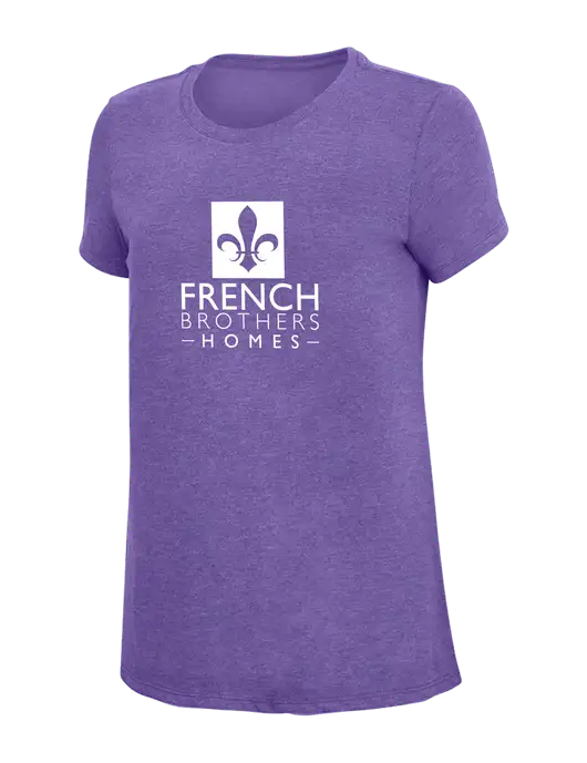 Womens Simply Soft Purple Frost 4.5oz  Poly/Combed Ring Spun Cotton T-Shirt w/French Brothers Homes Logo