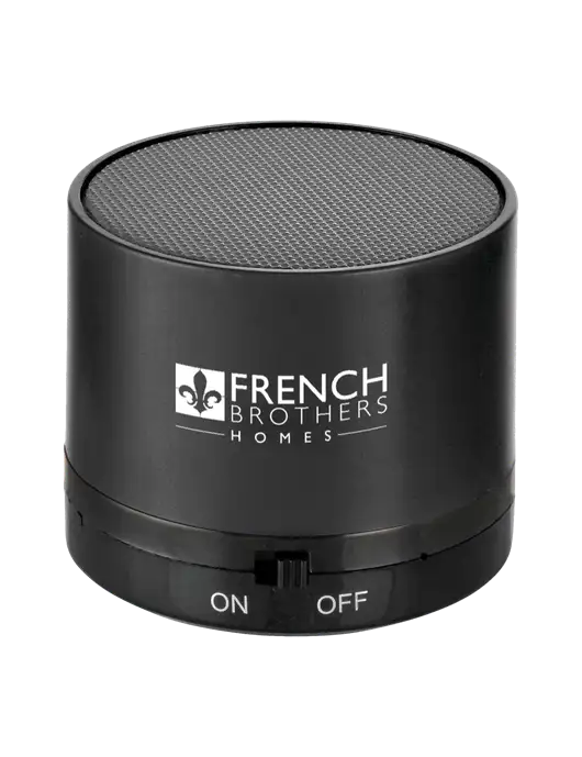Black Cylinder Bluetooth Speaker w/French Brothers Homes Logo