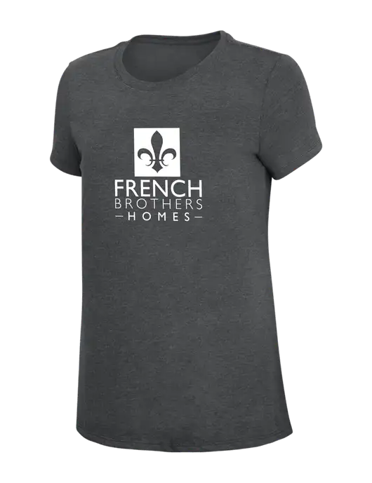 Womens Simply Soft Charcoal 4.5oz Poly/Combed Ring Spun Cotton T-Shirt w/French Brothers Homes Logo