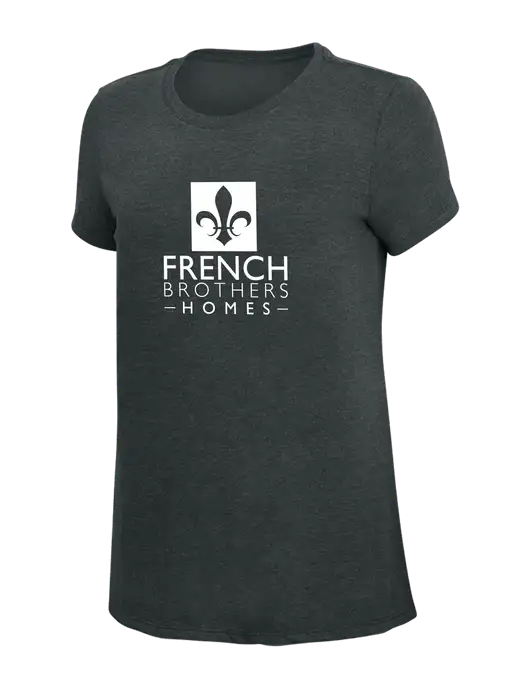 Womens Simply Soft Black Frost 4.5oz Poly/Combed Ring Spun Cotton T-Shirt w/French Brothers Homes Logo