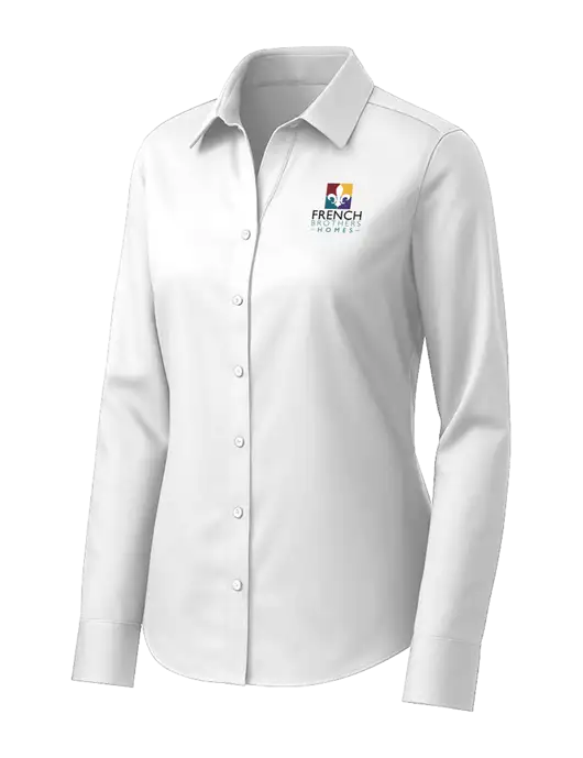 Brooks Brothers Womens White Wrinkle-Free Stretch Pinpoint Shirt w/French Brothers Homes Logo