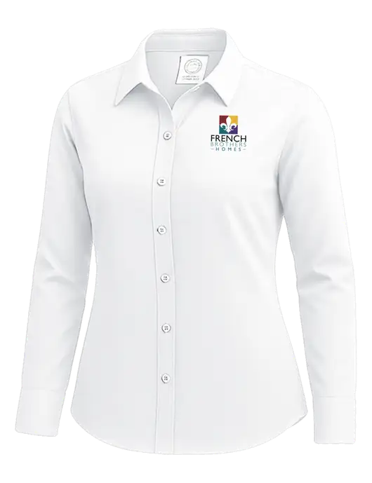 Brooks Brothers Womens White Wrinkle-Free Stretch Nailhead Shirt w/French Brothers Homes Logo