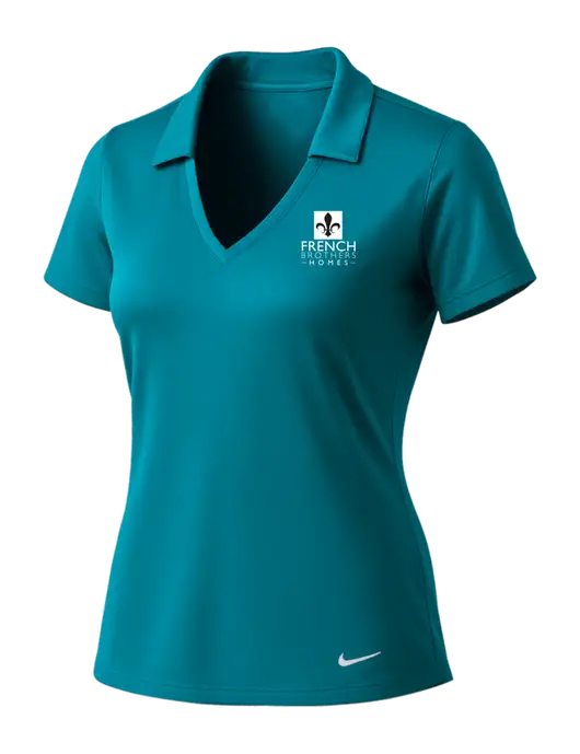 NIKE Dark Teal Womens Dri-Fit Vertical Mesh Polo w/French Brothers Homes Logo
