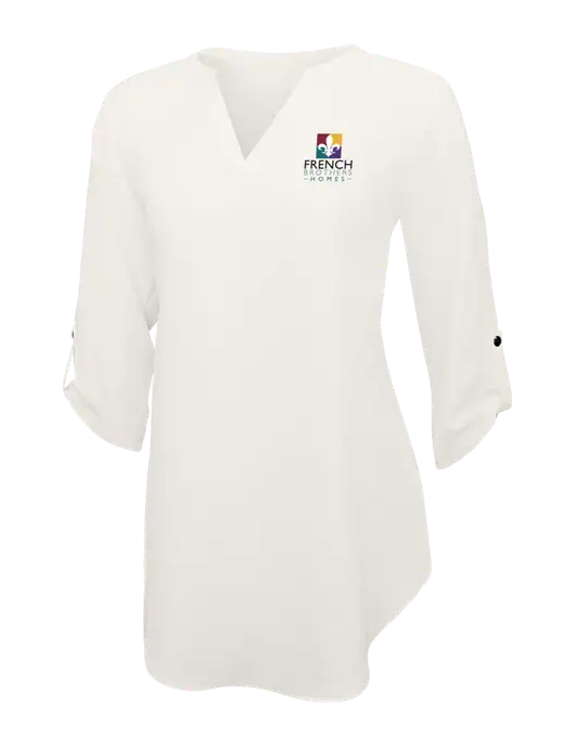 Ivory Womens 3/4 Sleeve Tunic Blouse w/French Brothers Homes Logo