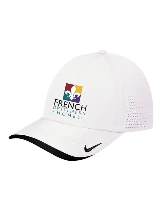 Nike White/Black Dri-FIT Perforated Performance Cap w/French Brothers Homes Logo