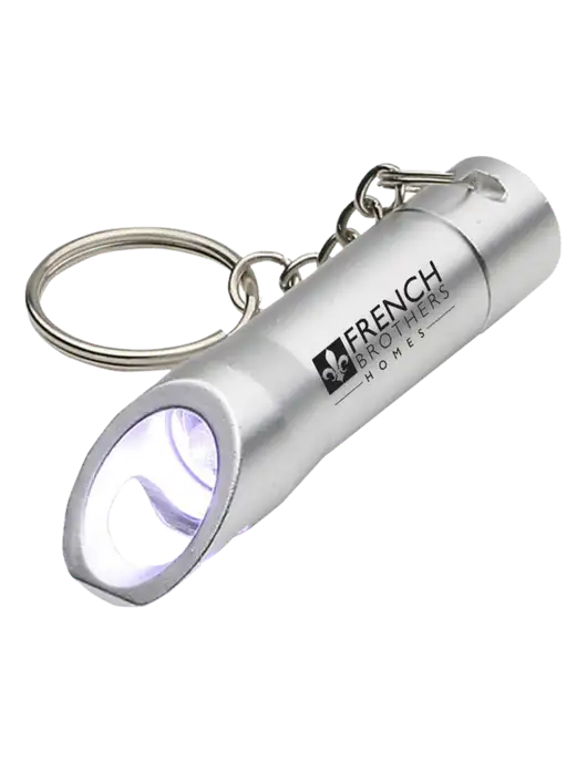 Silver Pocket LED Flashlight with Bottle Opener & Keychain w/French Brothers Homes Logo