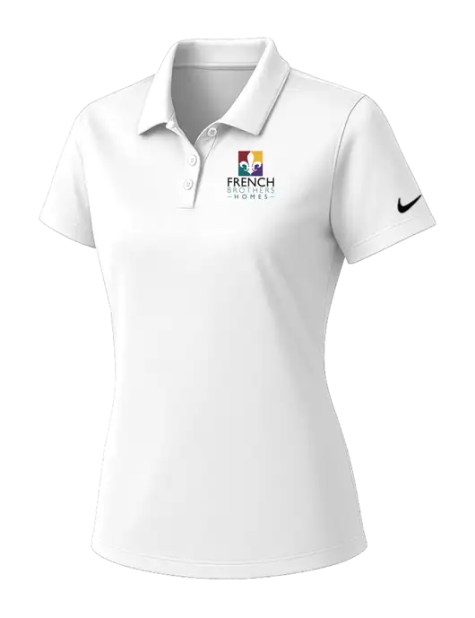 Nike Womens White Dry Essential Solid Polo w/French Brothers Homes Logo