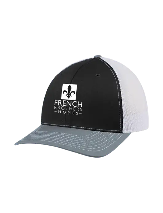 Richardson Adjustable Snapback Original 112 Trucker Cap Black/Light Heather Grey/White Mesh w/French Brothers Homes Logo