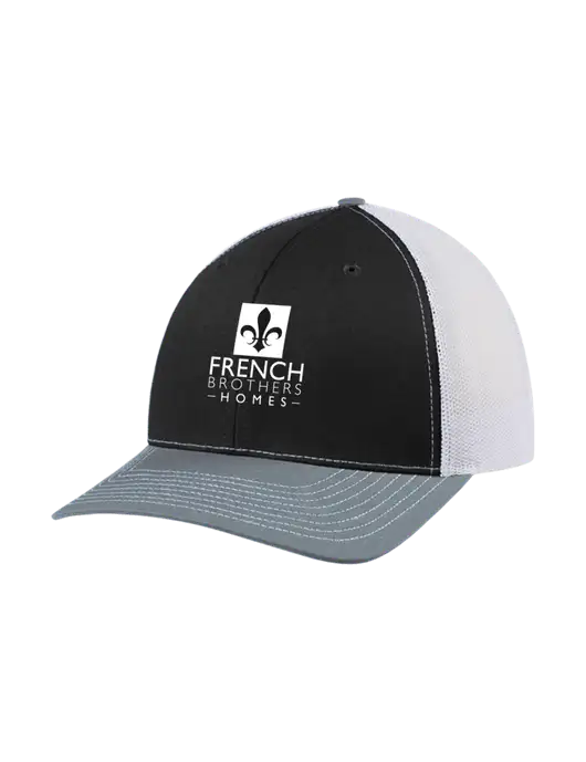 Richardson Adjustable Snapback Original 112 Trucker Cap Black/Light Heather Grey/White Mesh w/French Brothers Homes Logo