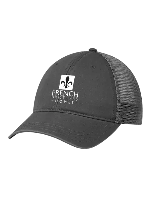 Richardson 111 Garment Washed Trucker Cap Charcoal w/Charcoal Mesh w/French Brothers Homes Logo