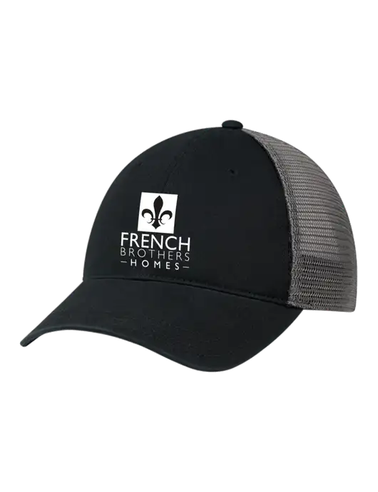 Richardson 111 Garment Washed Trucker Cap Black w/Charcoal Mesh w/French Brothers Homes Logo