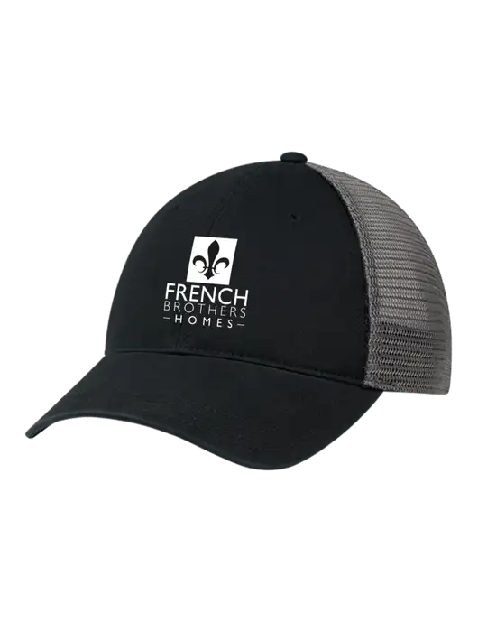 Richardson 111 Garment Washed Trucker Cap Black w/Charcoal Mesh w/French Brothers Homes Logo