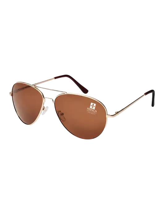Aviator Coffee Brown with Gold Sunglasses  w/French Brothers Homes Logo