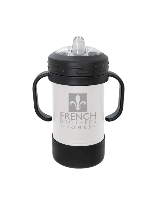 Polar Camel 10 oz Powder Coated White Sippy Cup w/French Brothers Homes Logo