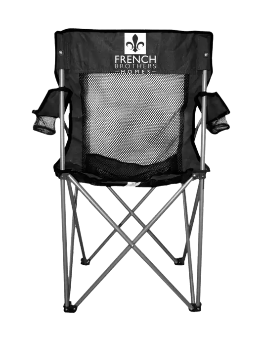 Titan Black/Black Mesh Folding Chair w/French Brothers Homes Logo