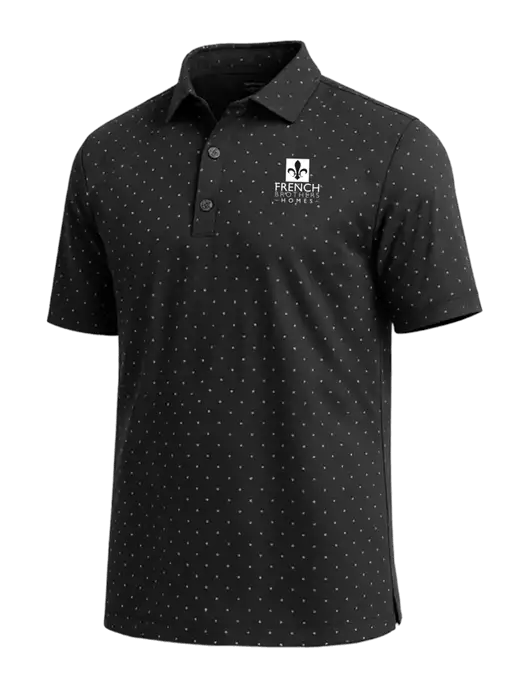 Callaway Micro Chev Black Print Polo w/French Brothers Homes Logo
