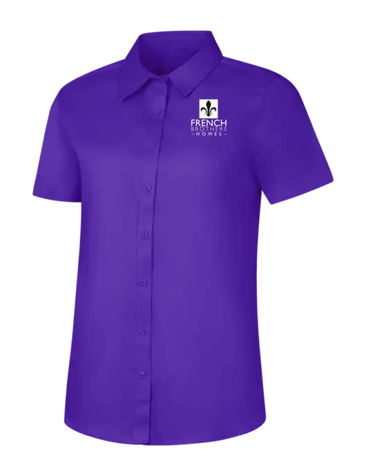 Womens Purple Short Sleeve Superpro React Twill Shirt w/French Brothers Homes Logo