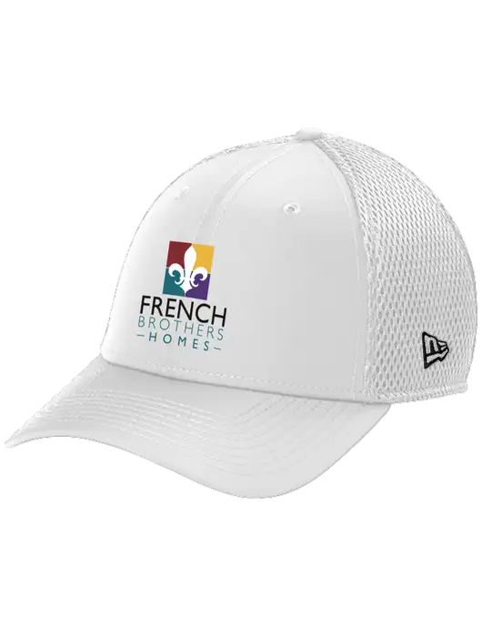 New Era 39THIRTY Performance Stretch White Mesh Cap w/French Brothers Homes Logo