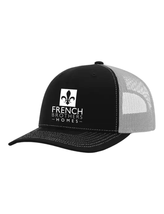 Richardson Adjustable Snapback Original 112 Trucker Cap Black w/White Mesh w/French Brothers Homes Logo