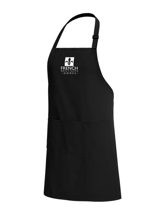 Easy Care Extra Long Bib Black Apron with Stain Release w/French Brothers Homes Logo