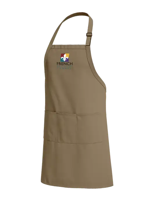 Easy Care Extra Long Bib Dark Tan Apron with Stain Release w/French Brothers Homes Logo