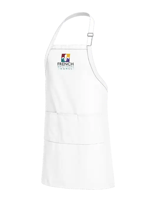 Easy Care Extra Long Bib White Apron with Stain Release w/French Brothers Homes Logo