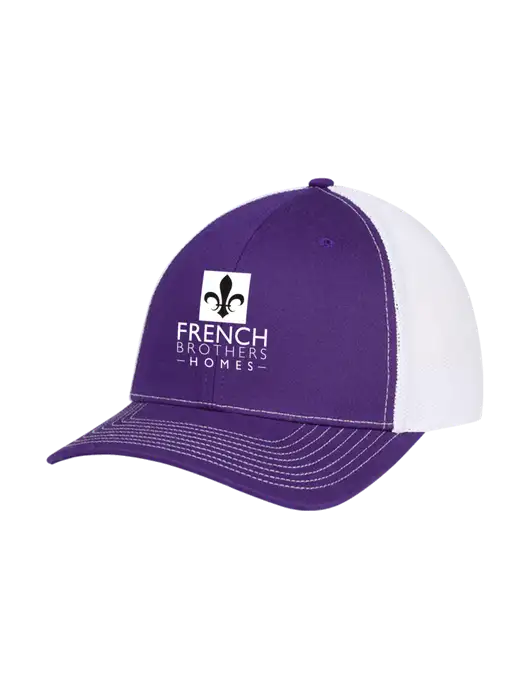 Richardson Adjustable Snapback Original 112 Trucker Cap Purple w/White Mesh w/French Brothers Homes Logo