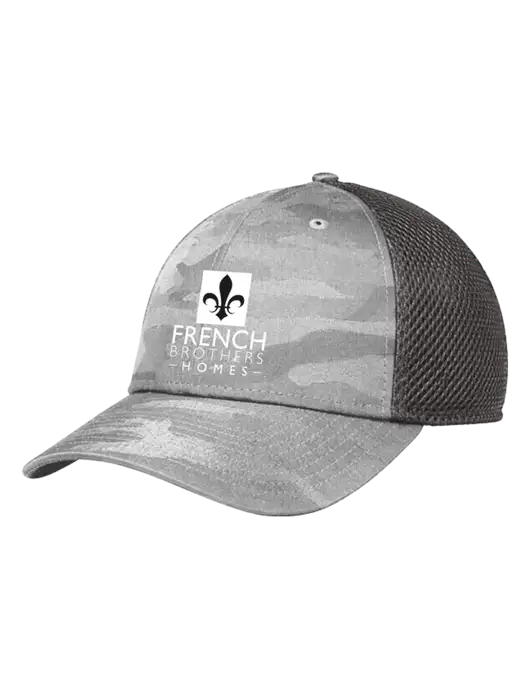 New Era Tonal Light Grey Camo Stretch Tech Mesh Cap w/French Brothers Homes Logo