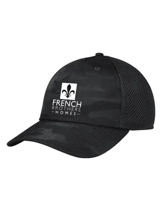 New Era Tonal Dark Grey Camo Stretch Tech Mesh Cap w/French Brothers Homes Logo