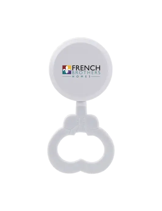 White Baby Rattle w/French Brothers Homes Logo